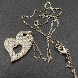 Heart Cut-Out Silver Tone With CZ Necklace